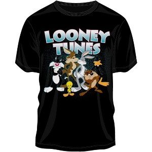 Looney Tunes Classic Character Group Men's Black Graphic T-Shirt - 1 of 1