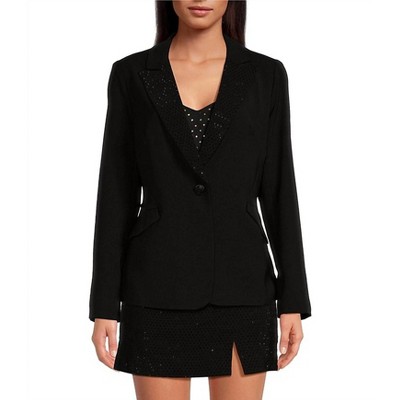 Women's Rhinestone Collar Blazer - SKIES ARE BLUE