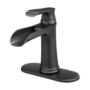 PAGED Bathroom Faucets with Deck Plate, Single Handle Bathroom Sink Faucet with Pop Up Drain and Supply Lines - 1 of 4