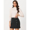 Allegra K Women's Corduroy Vintage Button Decor Ruffled Trim High Waist Mini Skirt - 3 of 4