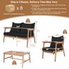 Costway 8PCS Patio Rattan Furniture Set Wooden Cushioned Sofa with Black & Turquoise Cover - 3 of 4