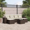 vidaXL 7 Piece Patio Sofa Set with Cushions Brown and Cream - With Table - 2 of 4