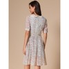 INSPIRE CHIC Women's Vintage Floral Peter Pan Collar High Waist Puff Sleeve A-line Midi Dress - 4 of 4