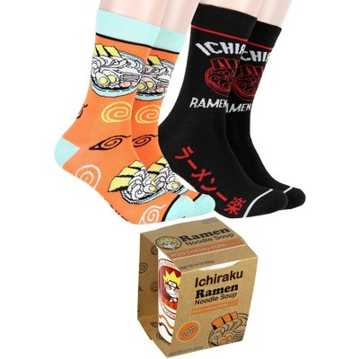 Naruto Shippuden Men's Ichiraku Ramen Noodle Soup 2 Pair Crew