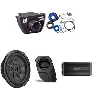 Kicker 48CWRT104 Subwoofer BR-DS10U Add-On & 47KEY5001, Bass Knob, CK8 Amp Kit Bundle Compatible With 2021-2025 Ford Bronco 4-Door Rear Door - 1 of 4