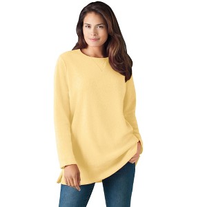 Woman Within High Pile Fleece Sweatshirt - 1 of 4