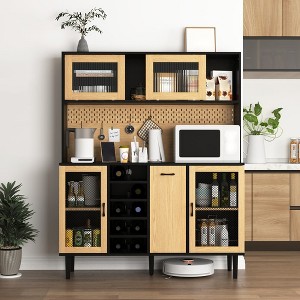 59'' Kitchen Pantry Cabinet, Kitchen Hutch with Microwave Stand, Coffee Bar Cabinet, Freestanding Food Pantry Cabinet for Kitchen Living Room - 1 of 4