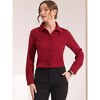 INSPIRE CHIC Women's Contrast Collar Chiffon Long Sleeve Work Office Blouse - 2 of 4