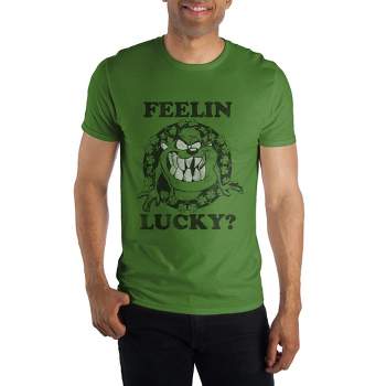 Feelin Lucky Shamrock Taz Tasmanian Devil Men's Green T-Shirt Tee Shirt