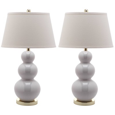 Set of 2 Pamela Triple Gourd Lamp (Includes LED Light Bulb) White - Safavieh