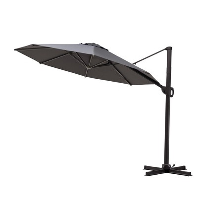 Crestlive Products 10FT Patio Cantilever Umbrella UV30+ Round with 360°Rotation 6 Heights Adjustable Pole Offset Cantilever Outdoor Umbrella
