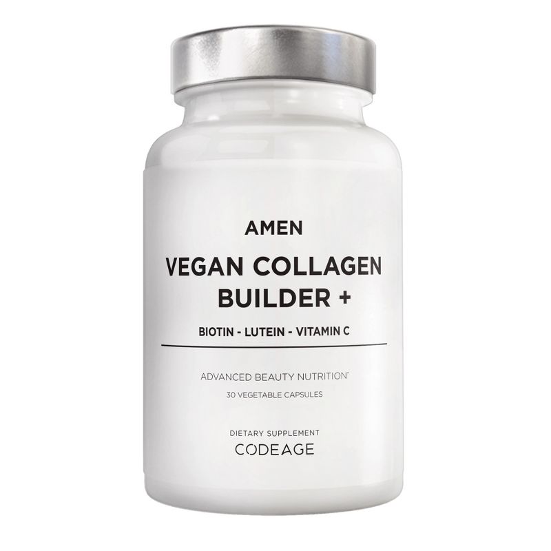Amen Vegan Collagen Builder + Vitamin C, Biotin, Whole Foods, Beauty Supplement - 30ct, 1 of 8