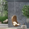 Orville Indoor/Outdoor Wicker Hanging Chair with 8' Chain - Light Brown/Beige - Christopher Knight Home: Polyester, Weather-Resistant - 2 of 4
