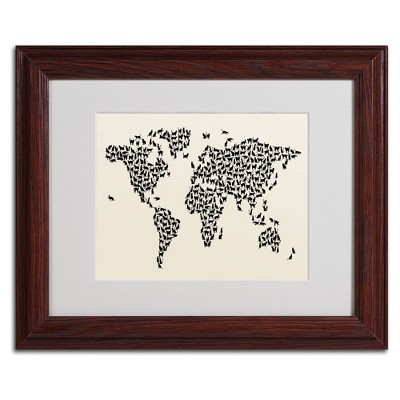 Trademark Fine Art -Michael Tompsett 'Cats World Map 2' Matted Framed Art