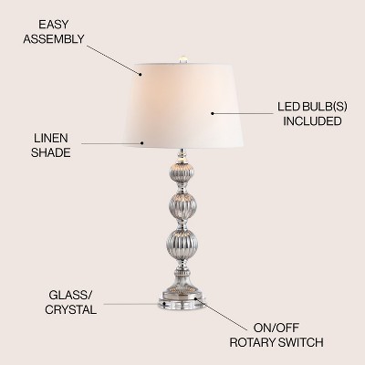 Vivienne 31" Silver Triple Sphere Table Lamp with Silk Shade