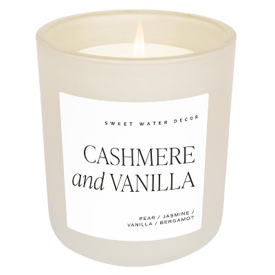 Sweet Water Decor Cashmere & Vanilla 15oz Tan Matte Jar Soy Candle