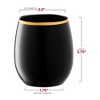 Smarty Had A Party 12 oz. Black w/ Gold Elegant Stemless Plastic Wine Glasses - 32 pcs - 3 of 4