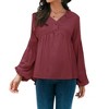 Anna-Kaci Women's Long Sleeve Button Front Peasant Top with Gathered Waist and Flowy Fit - 3 of 4