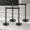 VEVOR Stanchion Post, 4 Pcs Stanchions with Retractable Belts, Carbon Steel Black Stanchions Queue with Sand Injection Hollow Base, Black - 2 of 4