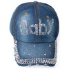 Women's Casual 100% Cotton Denim Baseball Bling Studs Cap - 4 of 4