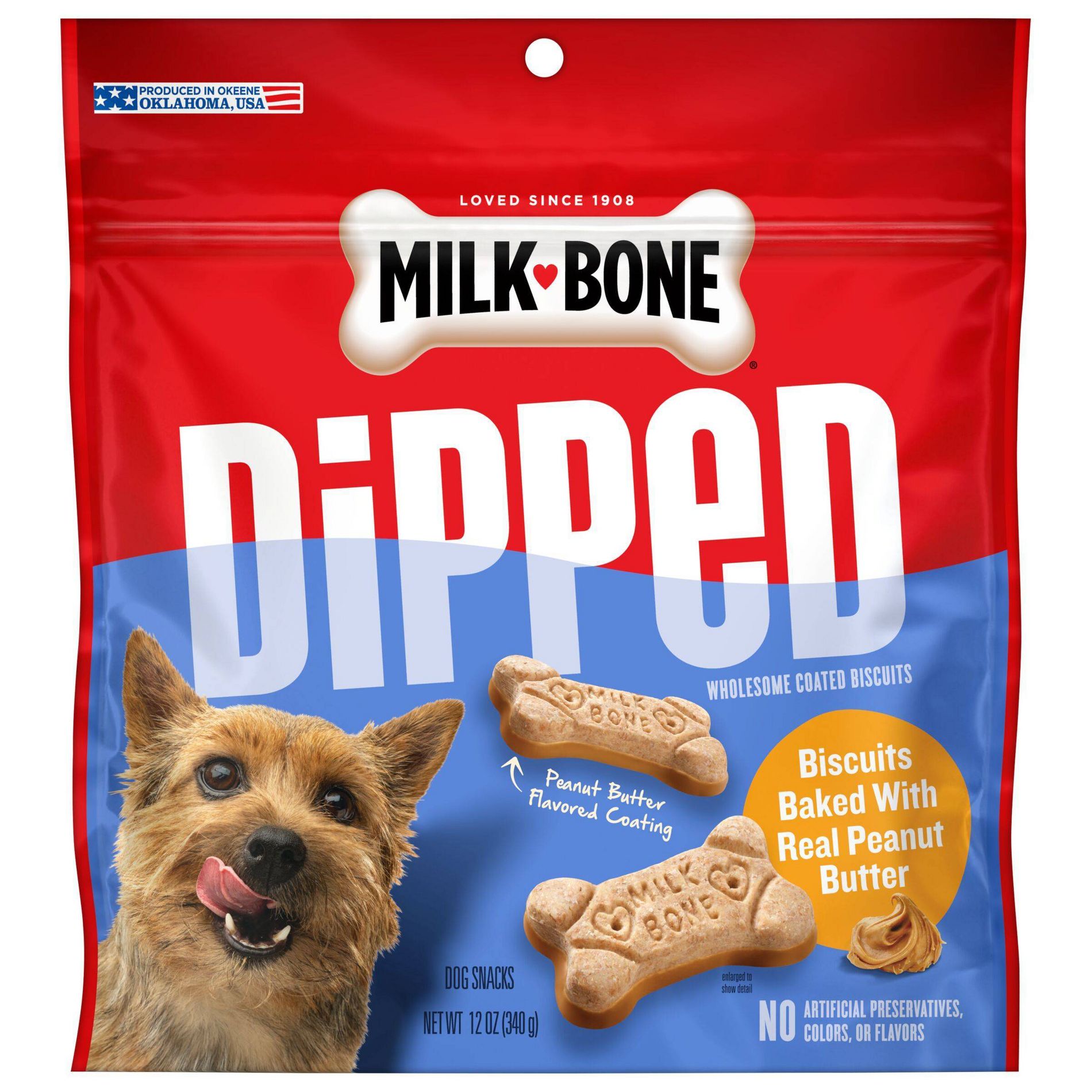 Milk-Bone Dipped Peanut Butter Crunchy Dog Treats - 12oz