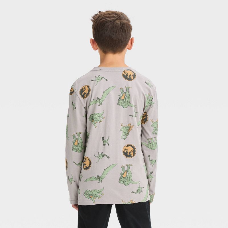 Boys&#39; Jurassic Park Long Sleeve Graphic T-Shirt - Gray, 3 of 4