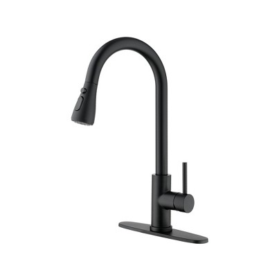 Munora Black Kitchen Faucet with Pull Down Sprayer, Commercial Stainless Steel Single Handle Single Hole Kitchen Sink Faucet