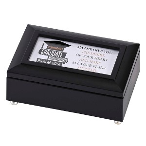 Dicksons BOXPMMB-112 Congrats Graduate Desire of Your Heart Glossy Black 6 x 4 Plastic Petite Velvet Lined Keepsake Jewelry Storage Musical Box Holds - 1 of 1