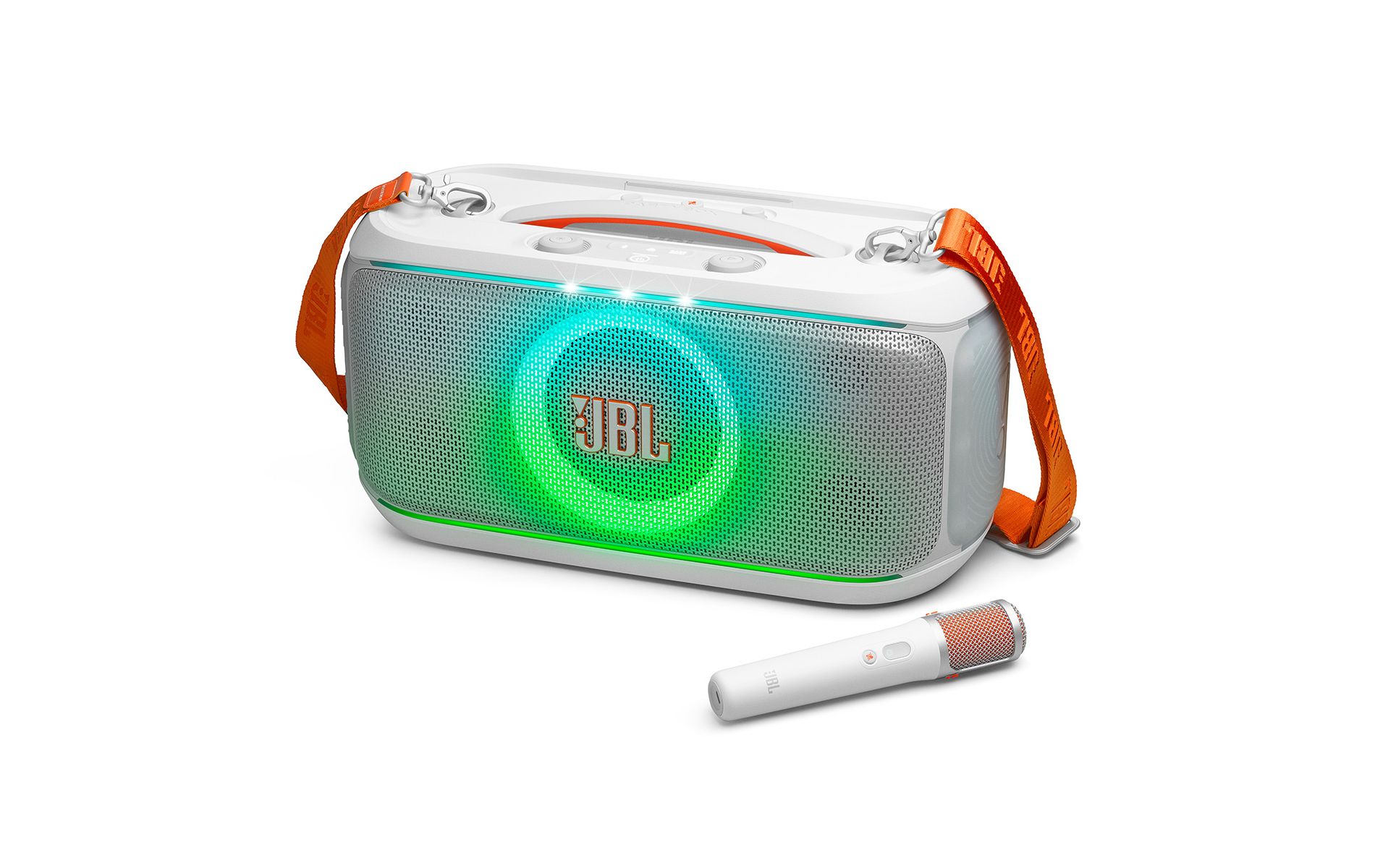 JBL PartyBox On-The-Go 2 Plus Portable Party Speaker with Digital Microphone (White)