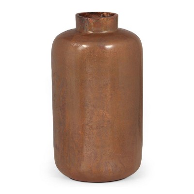 Infurnic Decorative Vases Rustic Aluminum Vase with Timeless Design for Versatile Home Decor, for Living Room and Bedroom, Brown, 5"*5"*14