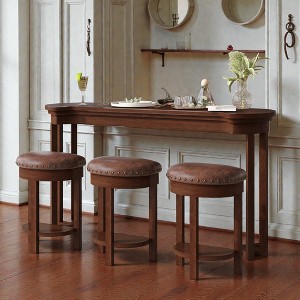 Mshliw 4 Piece Bar Table Set with 3 Upholstered Bar Stools Solid Wood Counter Height Dining Table Set for Living Room and Dining Room - 1 of 4