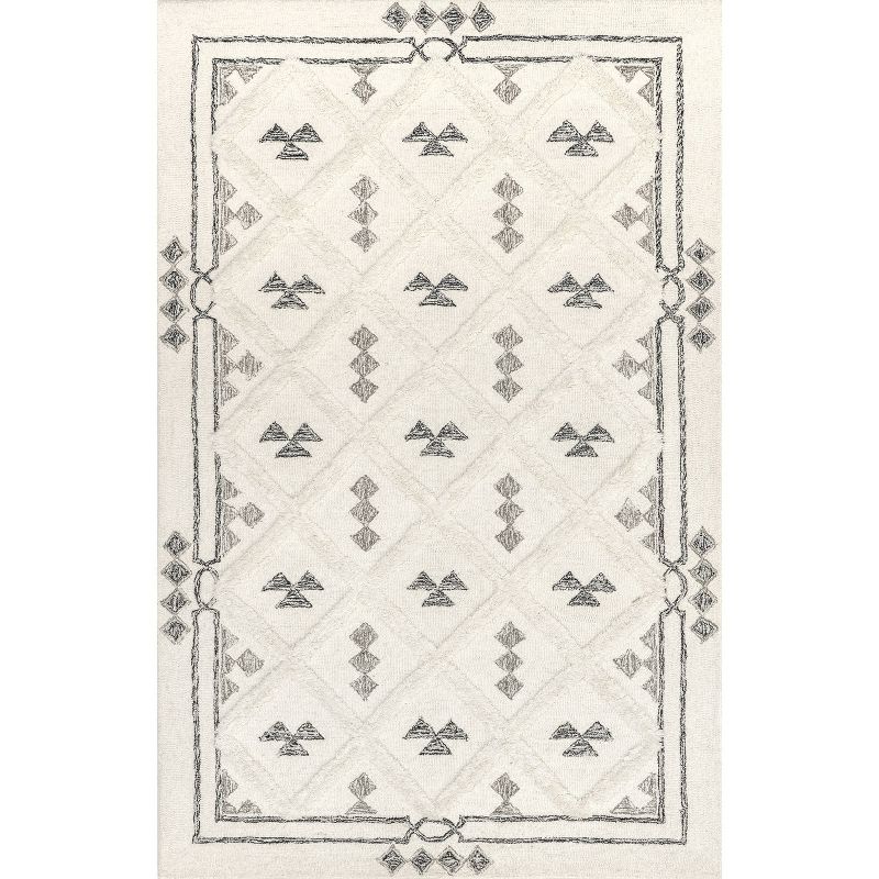 nuLOOM Nadette Geometric High/Low Wool Area Rug, 5' x 8', Ivory, 1 of 11