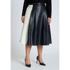 ELOQUII Women's Plus Size Colorblocked Faux Leather Full Midi Skirt - 3 of 4