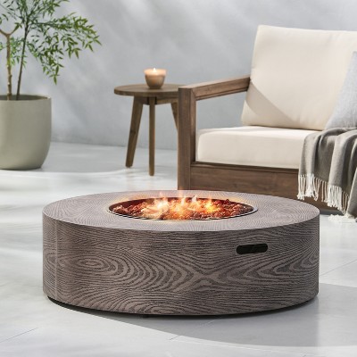 Aidan Round Iron Fire Pit with 50,000 BTU and External Tank Storage