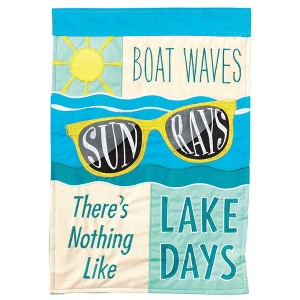 Magnolia Garden Boat Waves Sun Rays Lake Days 13 x 18 Inch Polyester Garden Flag - 1 of 2