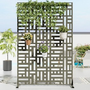 PexFix 72 in. x 47 in. Metal Freestanding Privacy Screen Garden Fence For Deck Patio Balcony Outdoor Privacy Panel Streets Pattern Army Green - 1 of 4