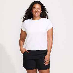 Lands' End Women's Cap Sleeve Fitted with Built in Bra UPF 50 Rash Guard - 1 of 4