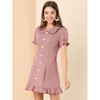 Allegra K Women's Ruffle Peter Pan Collar Casual Button-up Checkered Dress - image 3 of 4