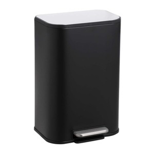 SEVOBAL Trash Can Kitchen Garbage Can Trash Cans Rectangle Stainless Steel with Soft Close Lid Step Foot Pedal Bathroom Toilet, Black, 14"*9"*9" - 1 of 4
