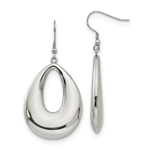 Black Bow Jewelry 40mm Puffed Teardrop Dangle Earrings in Stainless Steel - 1 of 4
