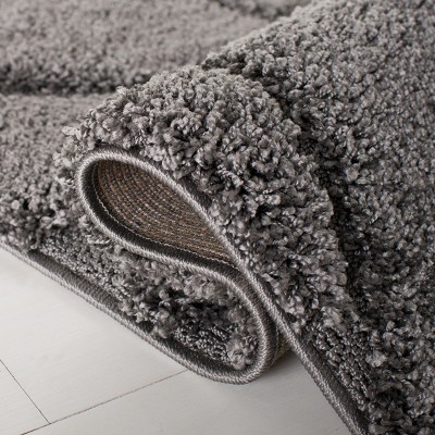 Gray Floral Shag Rectangular Synthetic Area Rug