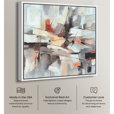 Elegant Abstract Canvas Wall Art with White Frame, 13" x 13"