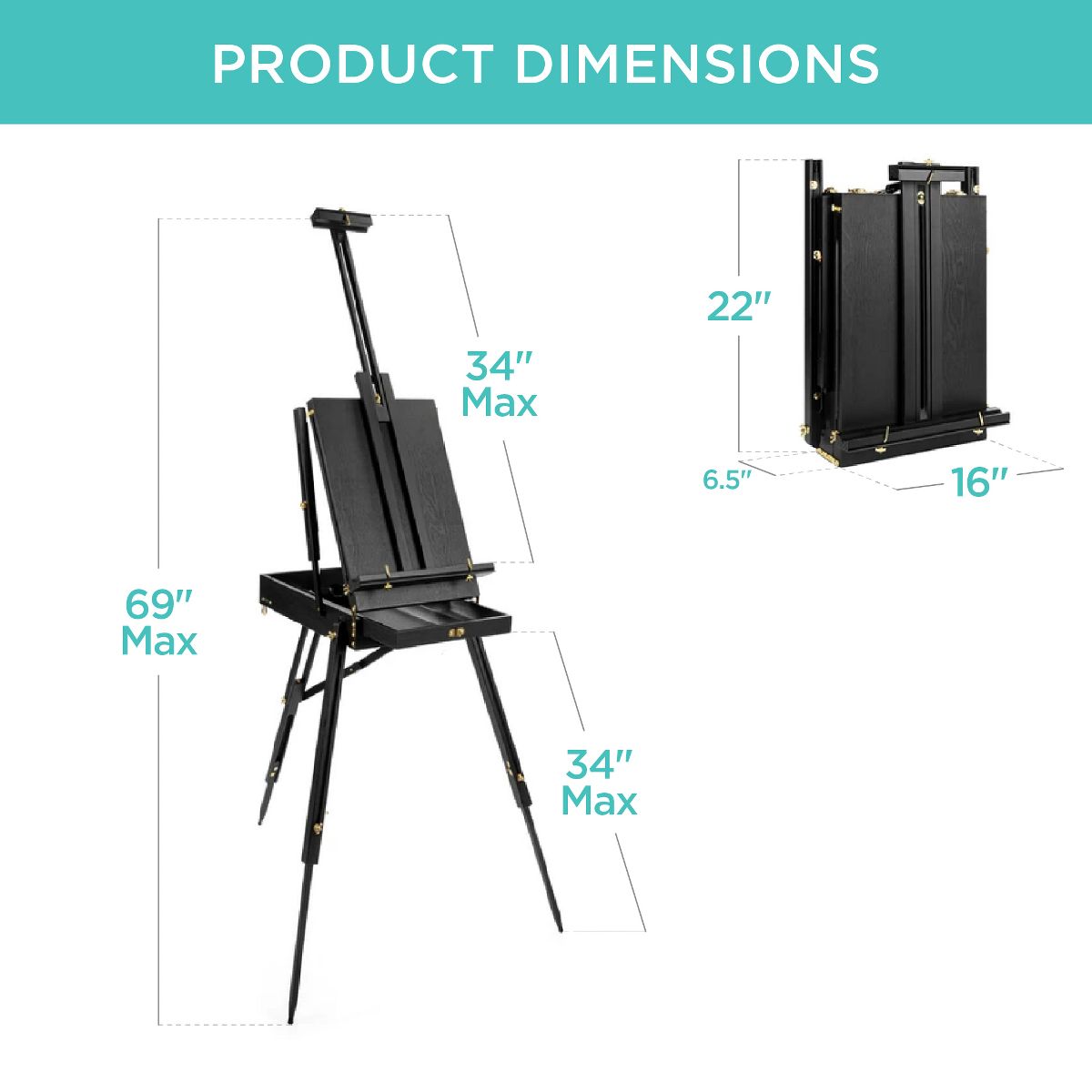 Best Choice Products Art Easel for Painting, Portable Adjustable Tripod with 32-Piece Art Set - Natural - thumbnail 7