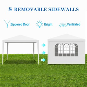 Outdoor 10×10 FT Party Tent, Heavy Duty Gazebo Wedding Canopy with Removable Walls and Hoop Fasteners, Gazebo with Windows-Coolbibila - 1 of 4