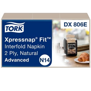 Tork Xpressnap Fit Interfold Dispenser Napkins, 2-Ply, 6.5 x 8.39, Natural, 120/Pack, 36 Packs/Carton - 1 of 4
