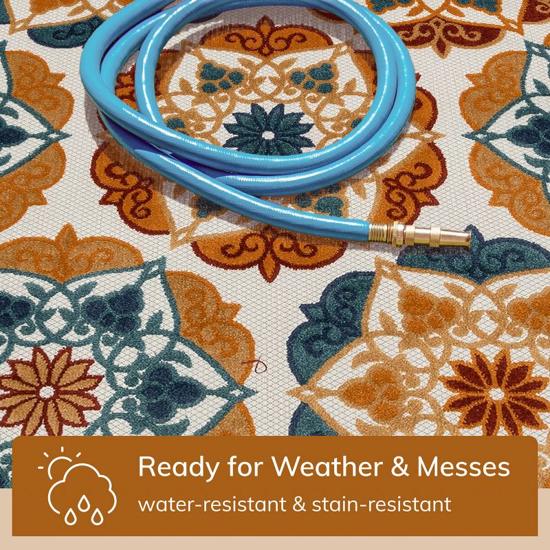 Well Woven Cabo Geometric Indoor OutdoorHigh-Low Pile Blue Area Rug, 4 of 10