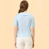 Allegra K Women's Cotton Square Neck Pearl Beaded Front Short Sleeve Peasant Elegant Blouses - 4 of 4