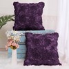 PiccoCasa Decorative Square 3D Satin Rose Flower Throw Pillow Cover 2 Pcs - 4 of 4