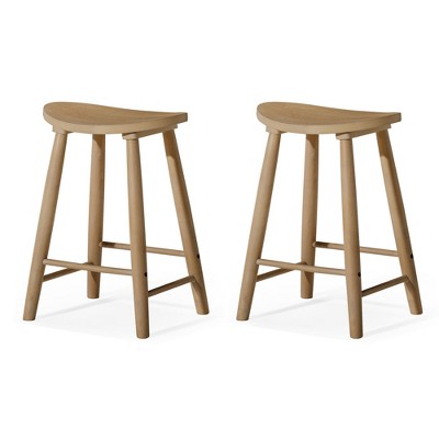 Maven Lane Luna Backless Modern Dining Kitchen Stool with Narrow Saddle Seat, Set of 2