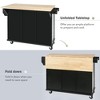 Rubberwood Kitchen Island Cart with Fold-Down Counter, Storage, Drawers, & Casters - 3 of 4